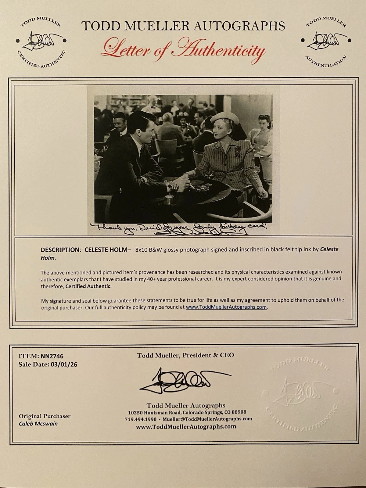 Celeste Holm — Celeste Holm Signed Autographed Photo With COA Gentleman’s Agreement NICE, image 4