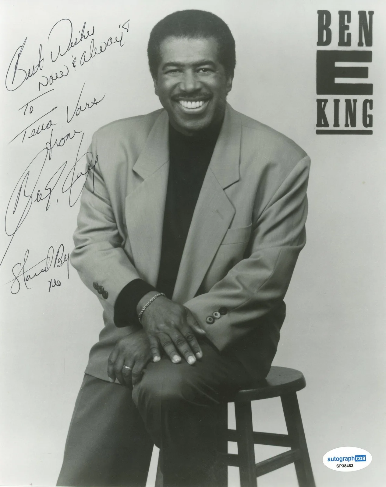 Ben E. King — Ben E. King "Stand By Me" Singer AUTOGRAPH Signed 8x10 Photo 'To Tena Vars' ACOA, изображение 2