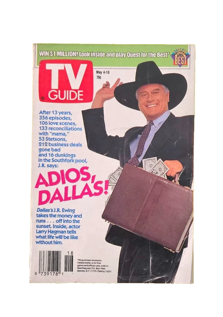 Larry Hagman — LARRY HAGMAN (I DREAM OF JEANNIE~DALLAS) AUTOGRAPH INDEX Card and TV Guide, изображение 3