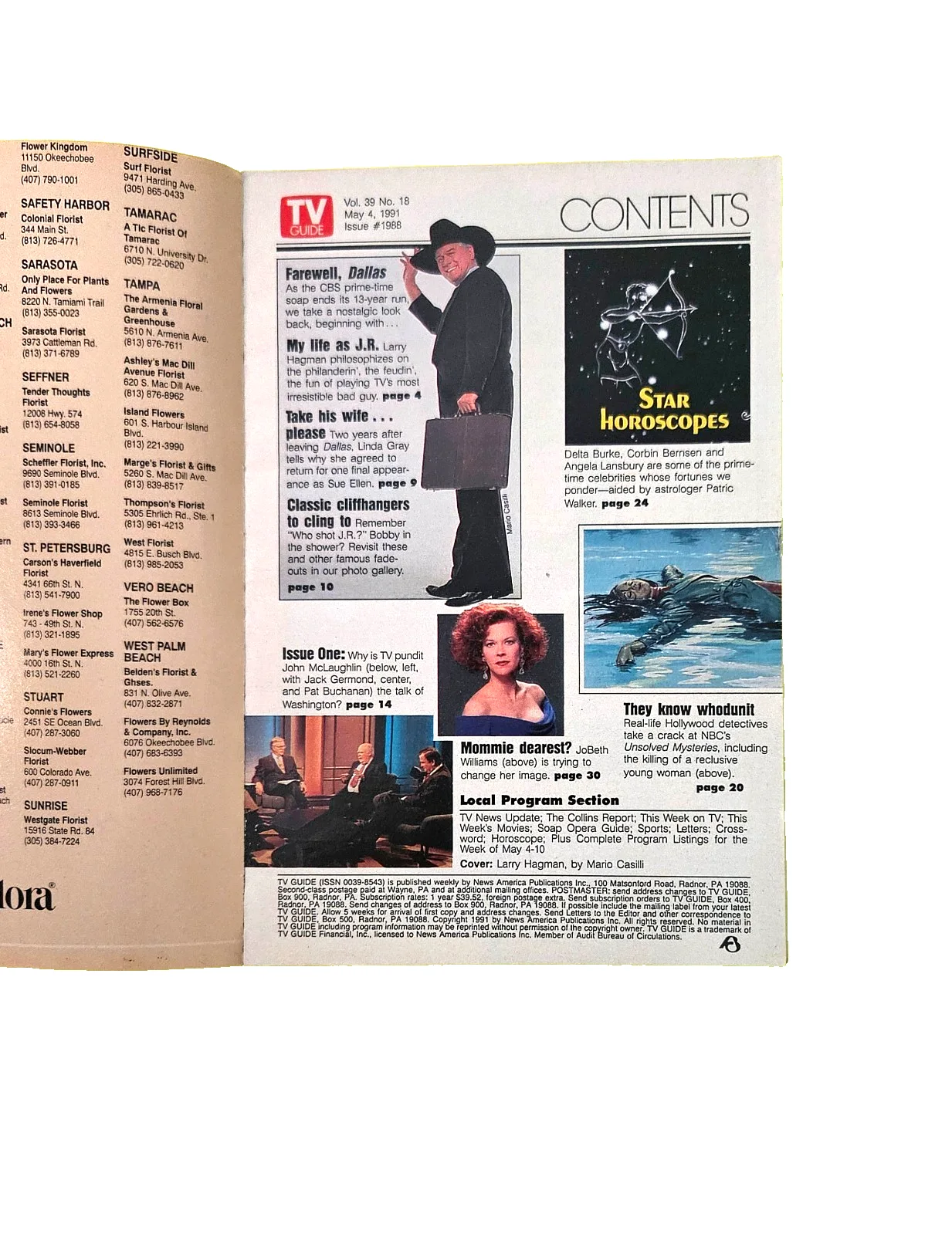 Larry Hagman — LARRY HAGMAN (I DREAM OF JEANNIE~DALLAS) AUTOGRAPH INDEX Card and TV Guide, изображение 4