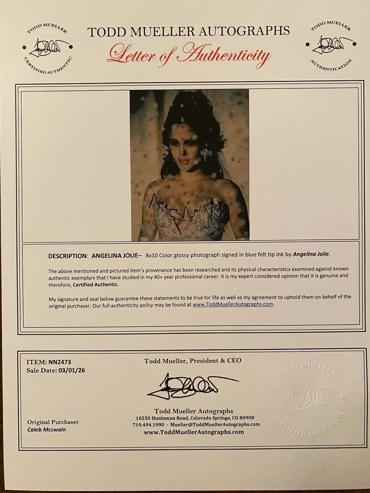 Angelina Jolie — Angelina Jolie Signed Autographed 8x10 Photo With COA Maleficent Tomb Raider, изображение 4