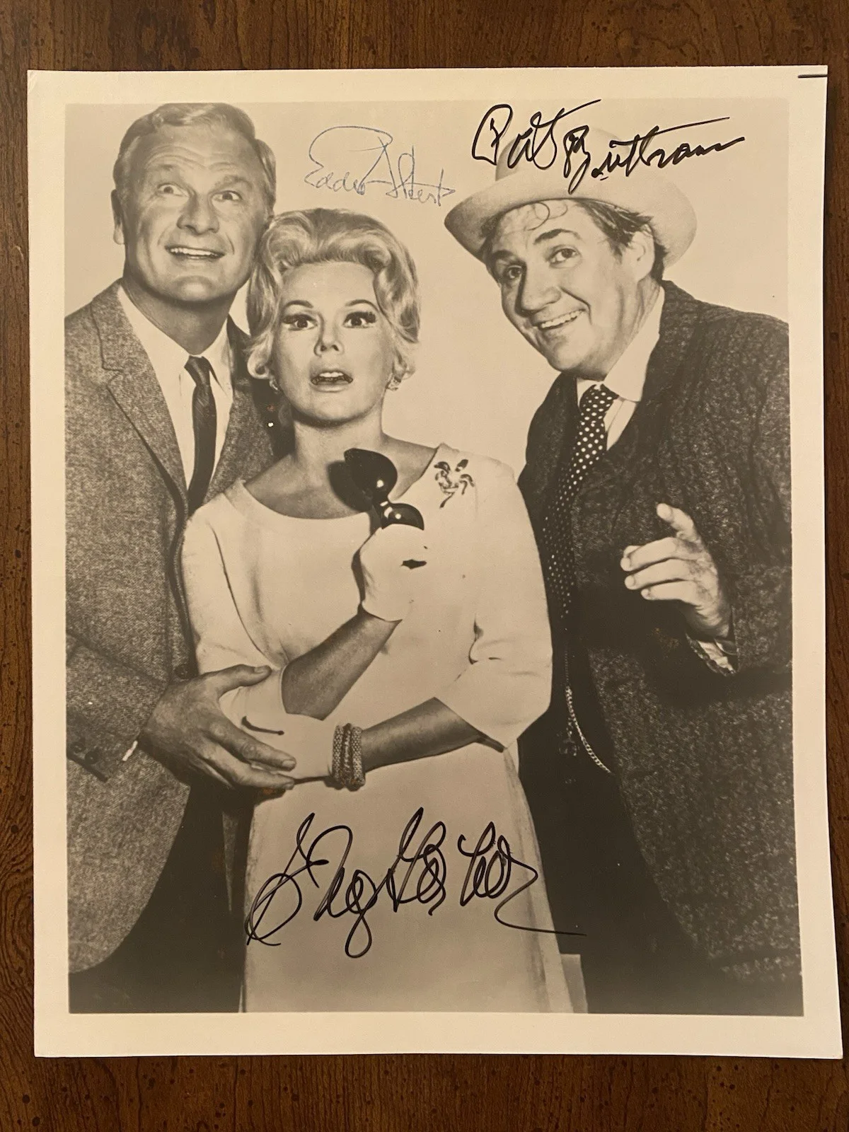 Eddie Albert, Eva Gabor, Pat Buttram — Green Acres Cast Signed Photo By All 3 w/ COA Eddie Albert Eva Gabor Pat Buttram