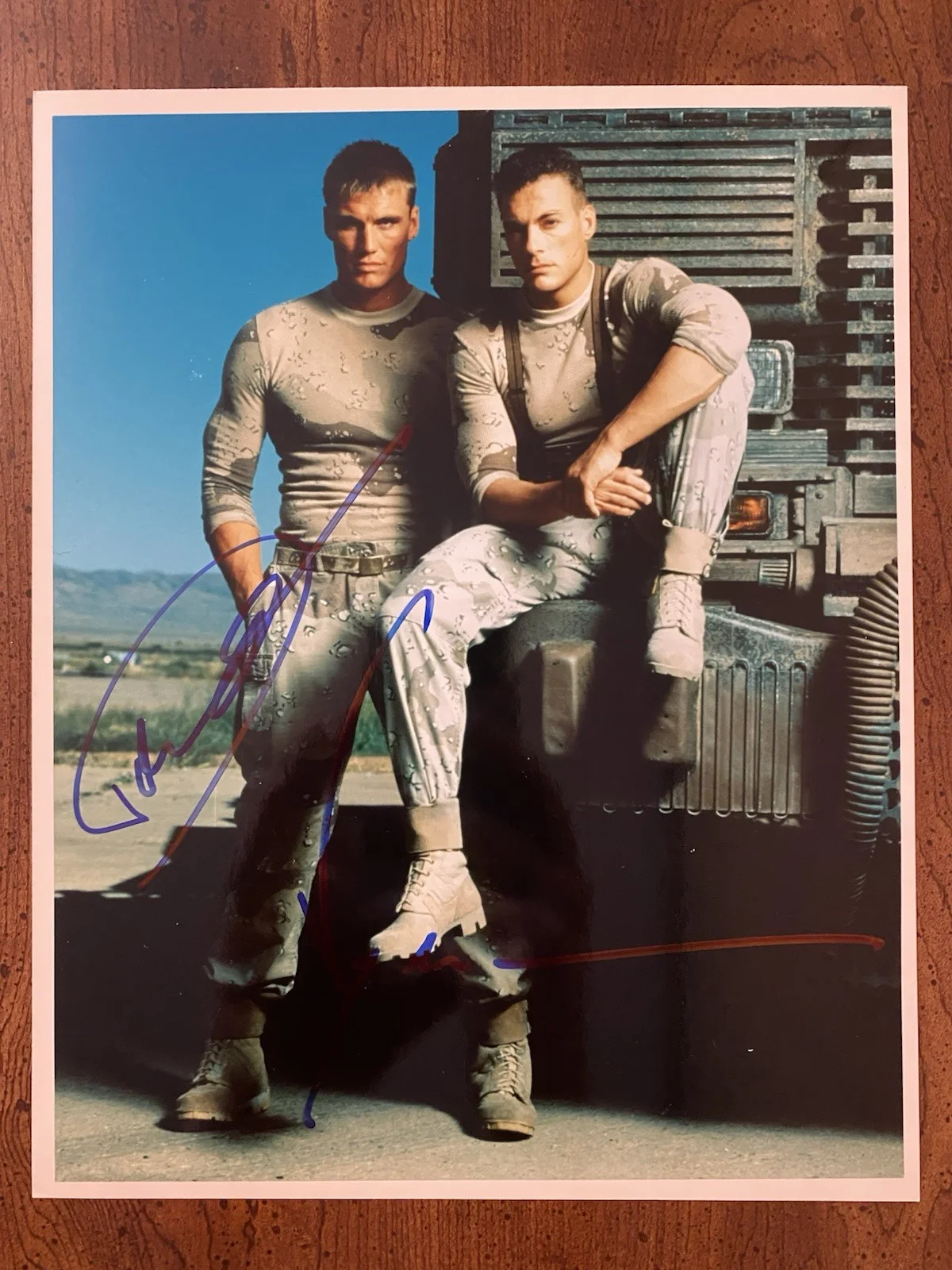 Dolph Lundgren, Jean Claude Van Damme — Dolph Lundgren Jean Claude Van Damme Signed Photo With COA Universal Soldier