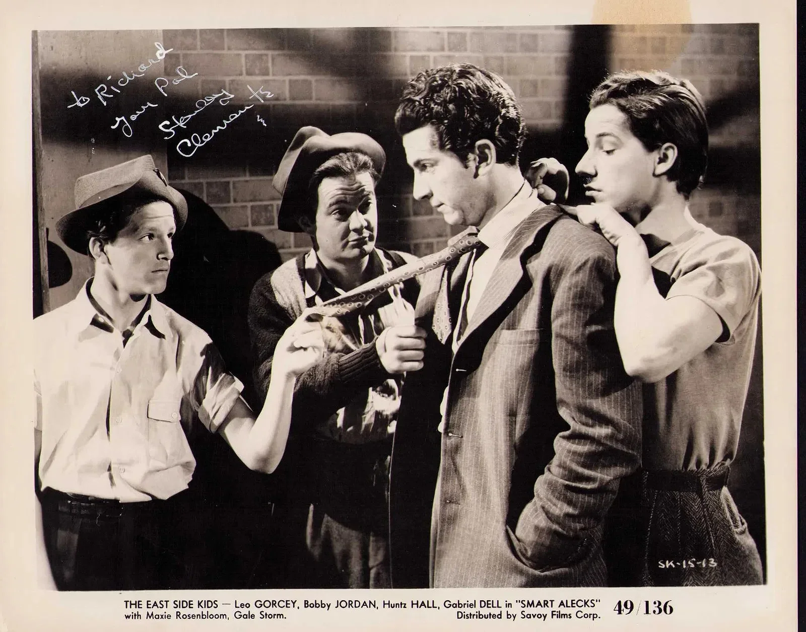 Stanley Clements — Vintage 1949 Stanley Clements Signed Photo " The Eastside Kids " W/COA