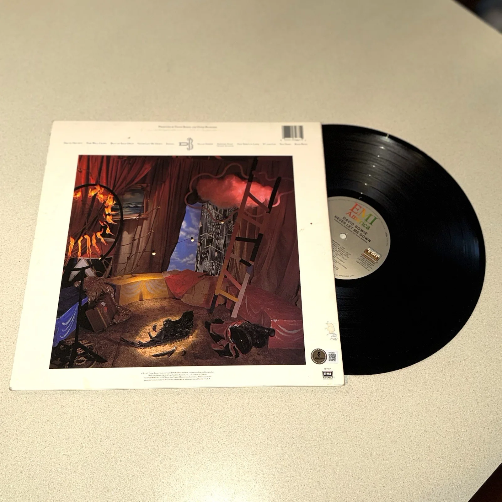 SINGER DAVID BOWIE signed autographed NEVER LET ME DOWN VINYL BECKETT BAS COA, image 3