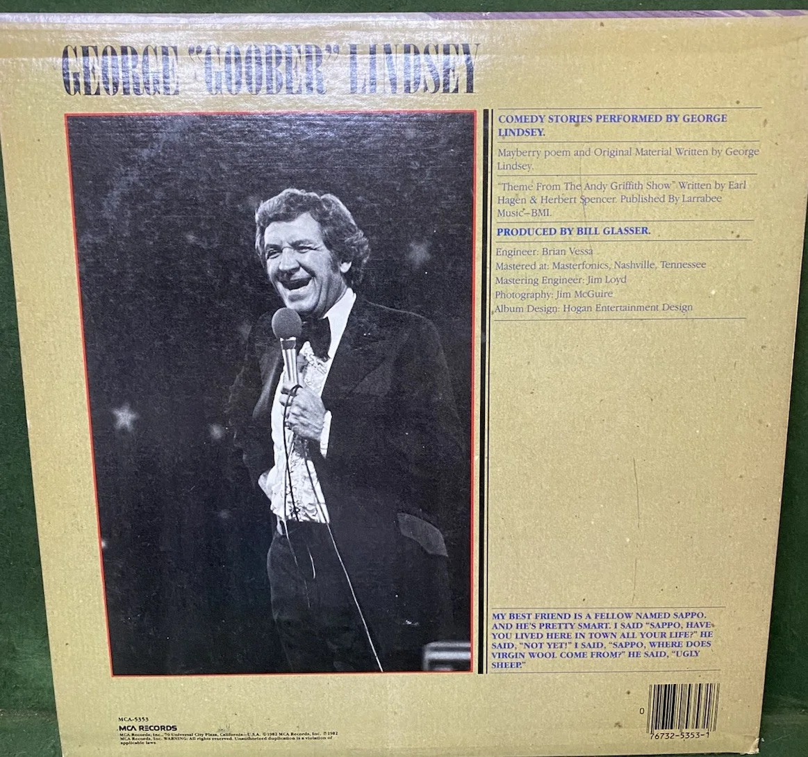 SIGNED ’Goober’ (George Lindsey) Goes To Town - 1982 PROMO COMEDY Vinyl Album FS, изображение 2