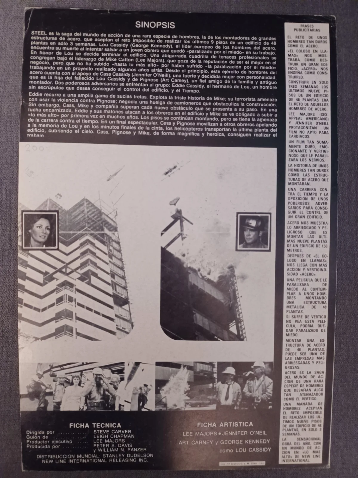ACERO aka STEEL (1) / ORIGINAL SPANISH PRESS SHEET / JENNIFER O'NEILL, изображение 2