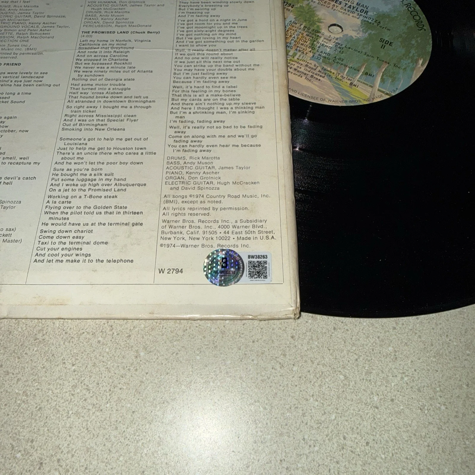 SINGER JAMES TAYLOR signed autographed WALKING MAN ALBUM BECKETT BAS COA, image 3