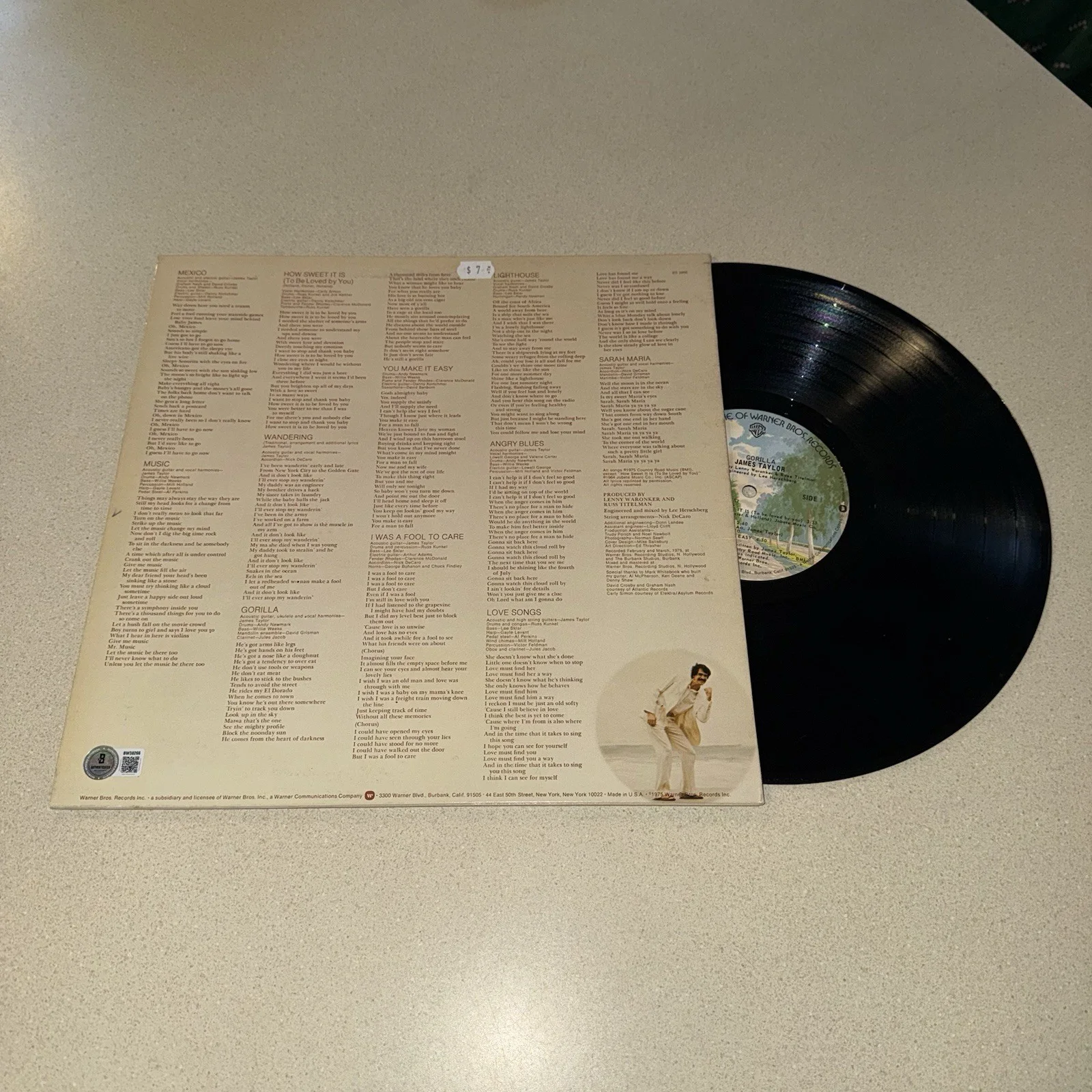 SINGER JAMES TAYLOR signed autographed GORILLA ALBUM SLEEVE BECKETT BAS COA, изображение 2