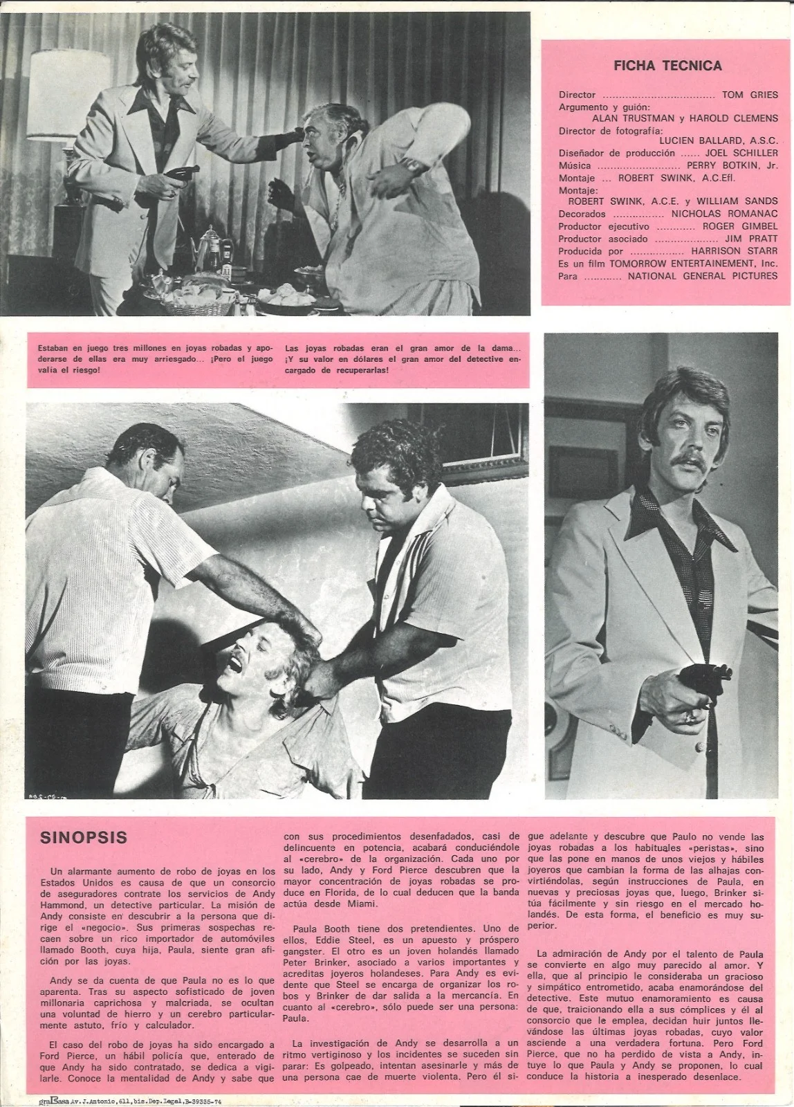 FRIA COMO UN DIAMANTE (1) / ORIGINAL SPANISH PRESS SHEET / JENNIFER O'NEILL, изображение 2