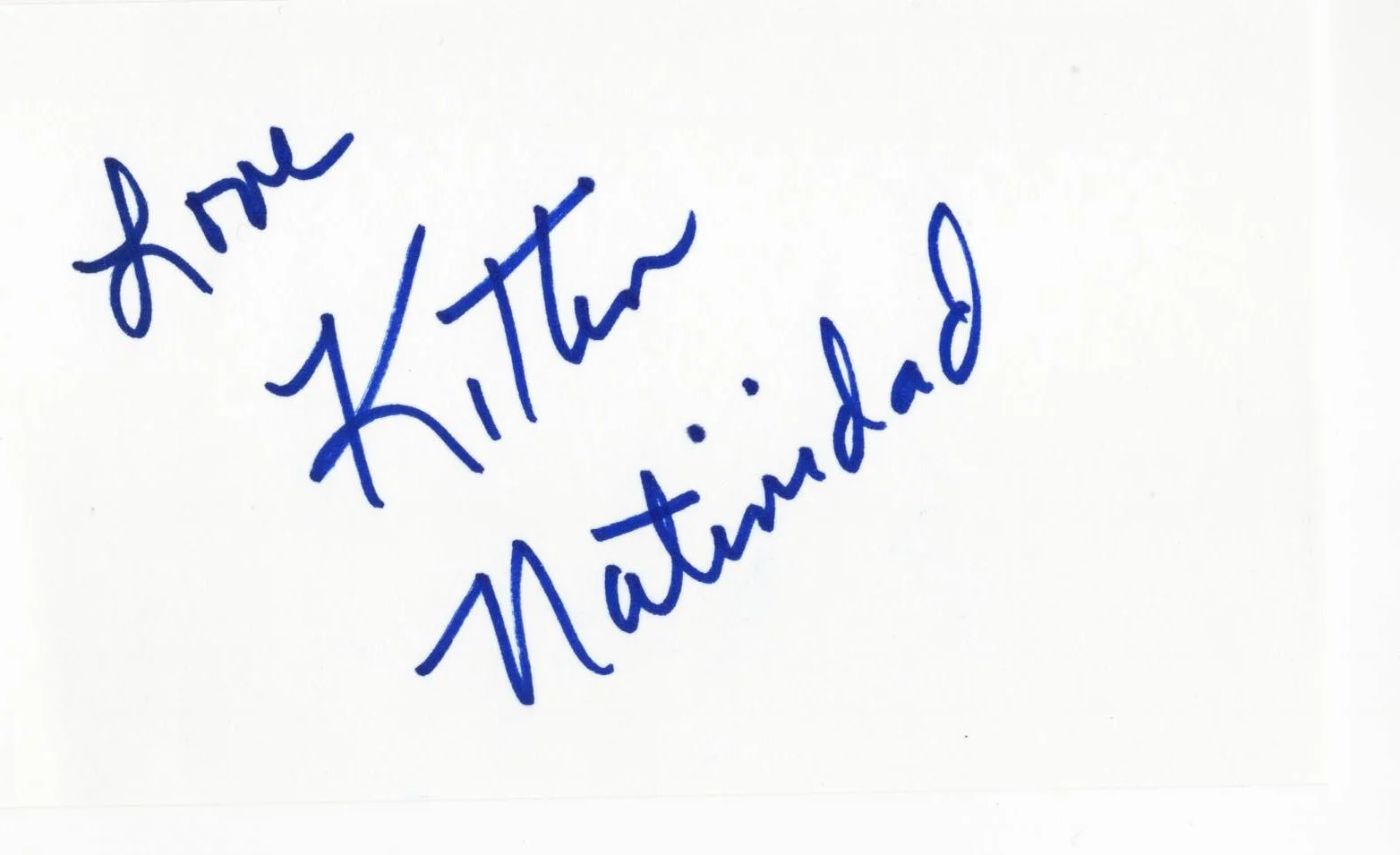 kitten natividad — Vintage Kitten Natividad Autographed 3 X 5 Index Card -Nude Lingerie Model