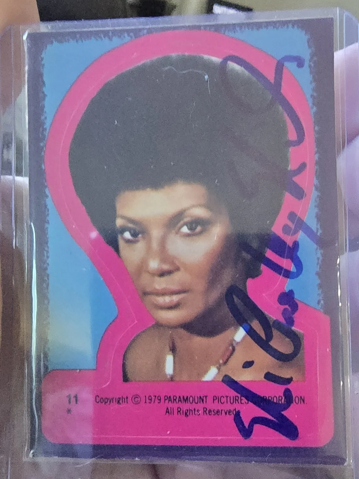 Nichelle Nichols — Star Trek 1979 Topps Sticker card signed Nichelle Nichols Lt. Uhura