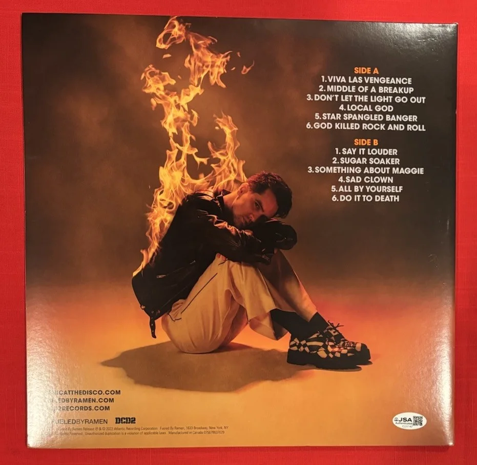 Brendon Urie Panic At Disco LAS VENGEANCE Vinyl Album Signed Autographed JSA, image 2