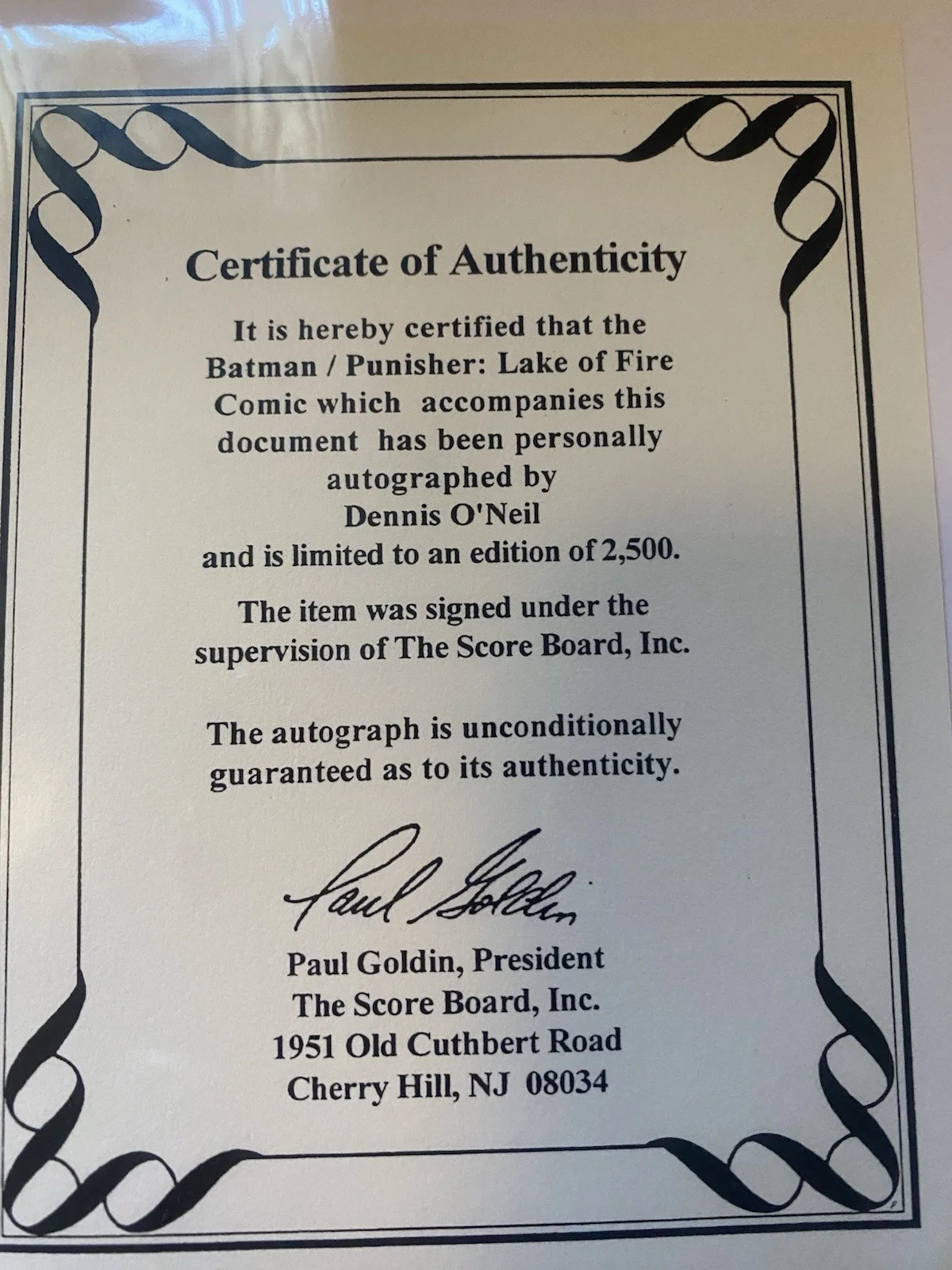 Dennis O'Neil — Batman Punisher - COA, signed by Dennis O'Neil..269 of 2500, изображение 5