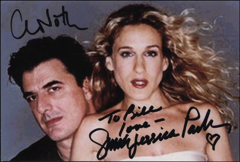 Chris Noth, Sarah Jessica Parker — SEX AND THE CITY TV CAST - AUTOGRAPHED INSCRIBED PHOTOGRAPH WITH CO-SIGNERS