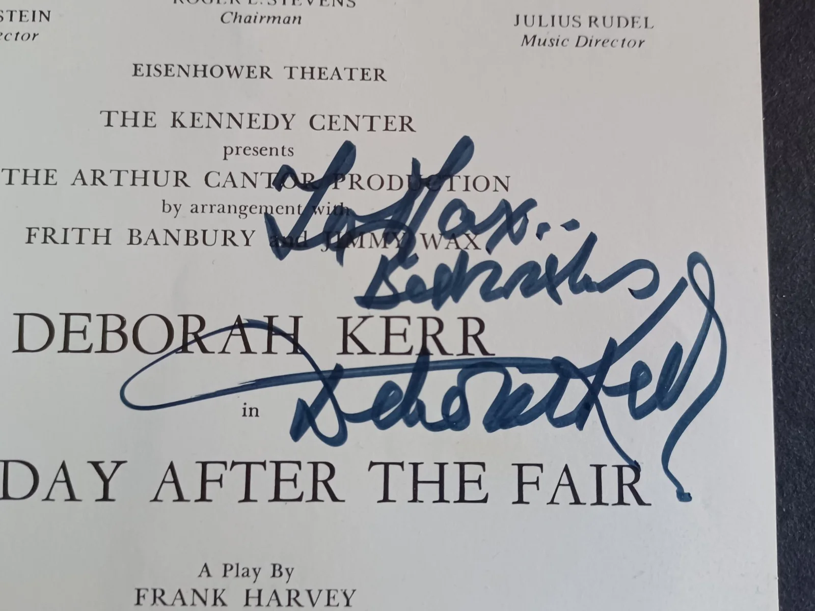Deborah Kerr (d. 2007) Signed Kennedy Center Page - "The Day After the Fair", image 2
