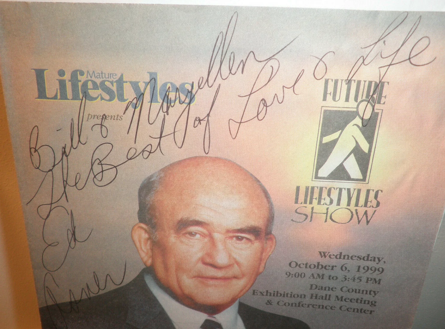 Ed Asner — Ed Asner Signed Autograph-1999 Brochure-Madison Wis-Future Lifestyles Show, изображение 2