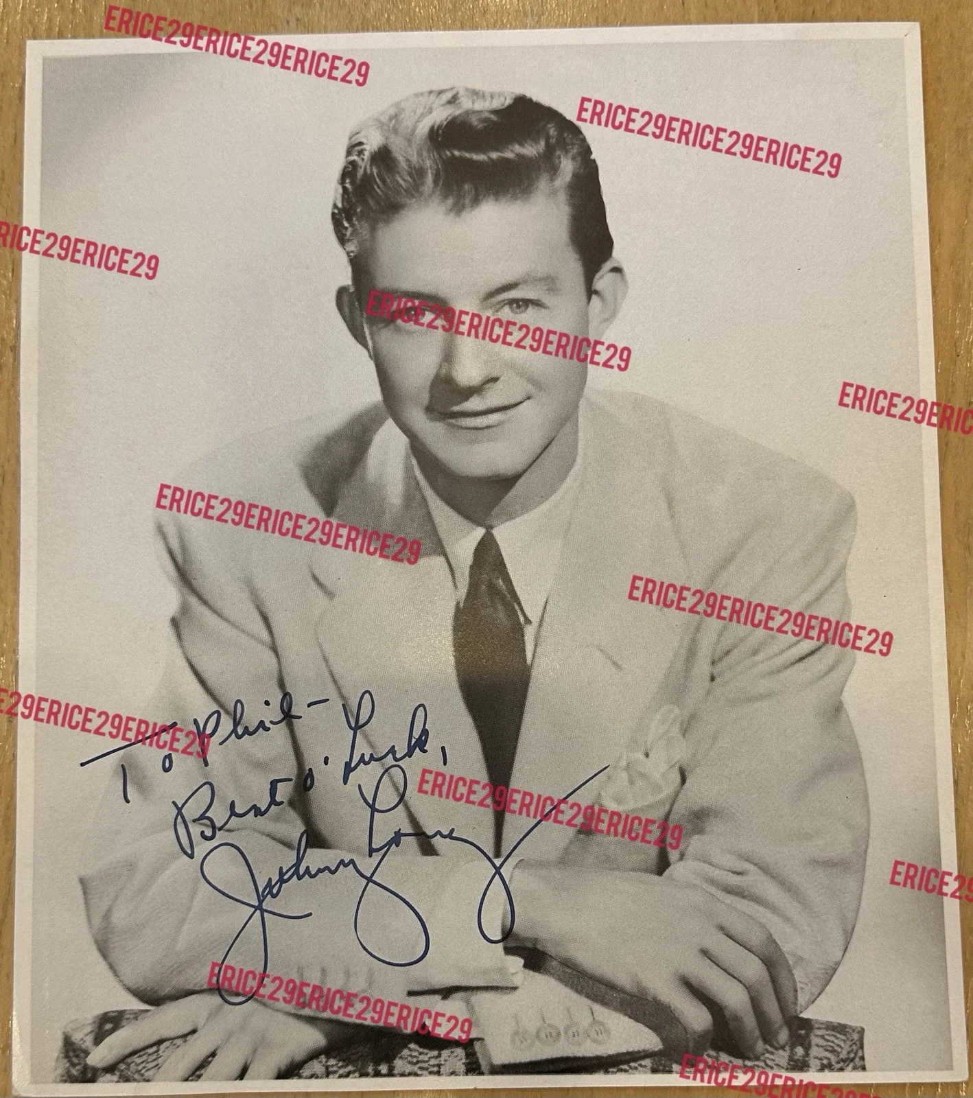 Johnny Long SIGNED 1940s Publicity Photo Autograph Violinist Bandleader 8” x 9”, изображение 3