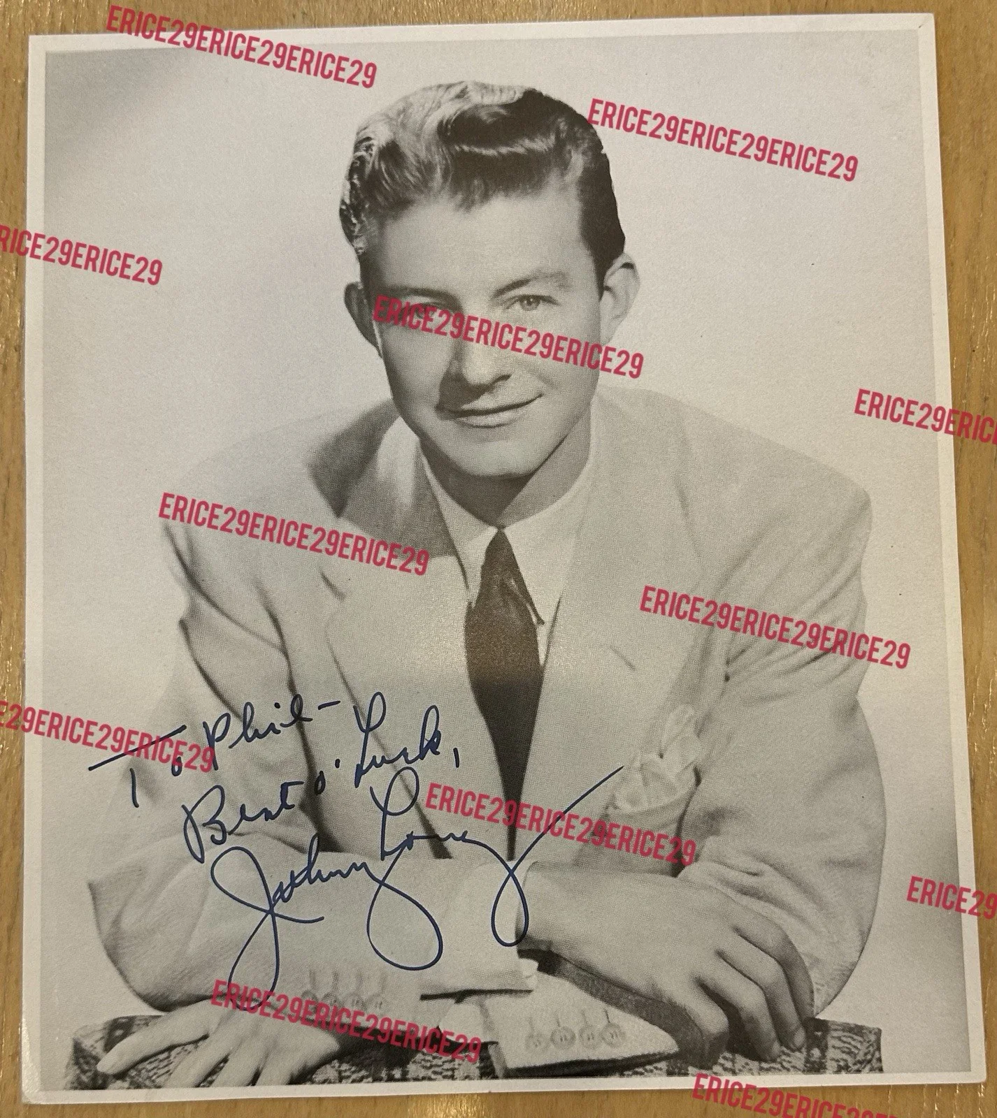 Johnny Long SIGNED 1940s Publicity Photo Autograph Violinist Bandleader 8” x 9”, изображение 4