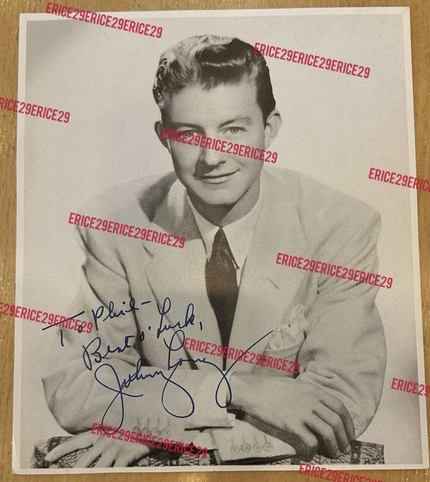 Johnny Long SIGNED 1940s Publicity Photo Autograph Violinist Bandleader 8” x 9”, изображение 5