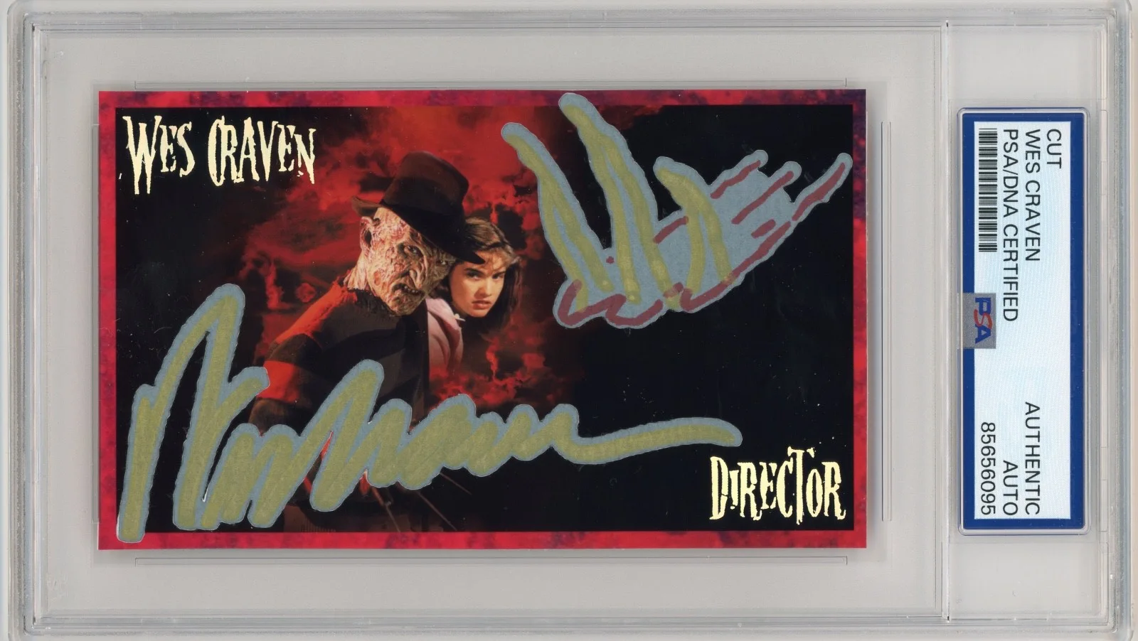 Wes Craven — Wes Craven Signed Cut Custom Nightmare on Elm Street 3x5 Card PSA DNA Slab AUTO