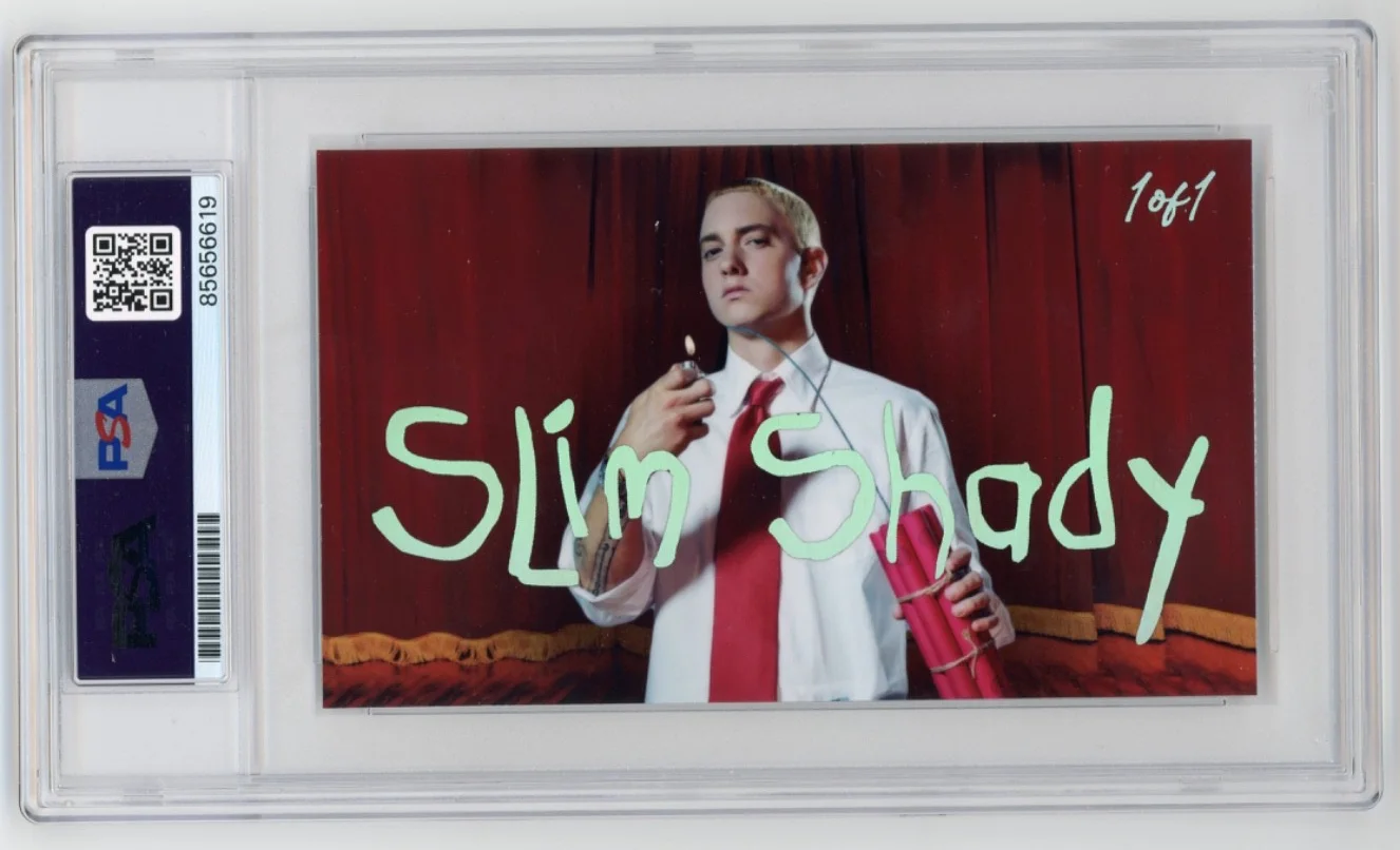 Eminem Signed Cut Custom The Real Slim Shady 3x5 Card PSA DNA Slabbed AUTO, image 2