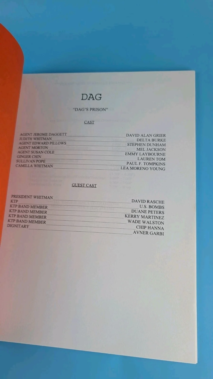 9 Cast Members — DAG Episode "Dags Prison" 2000 Final Draft Script w/ 9 Cast Actor Signatures, image 2