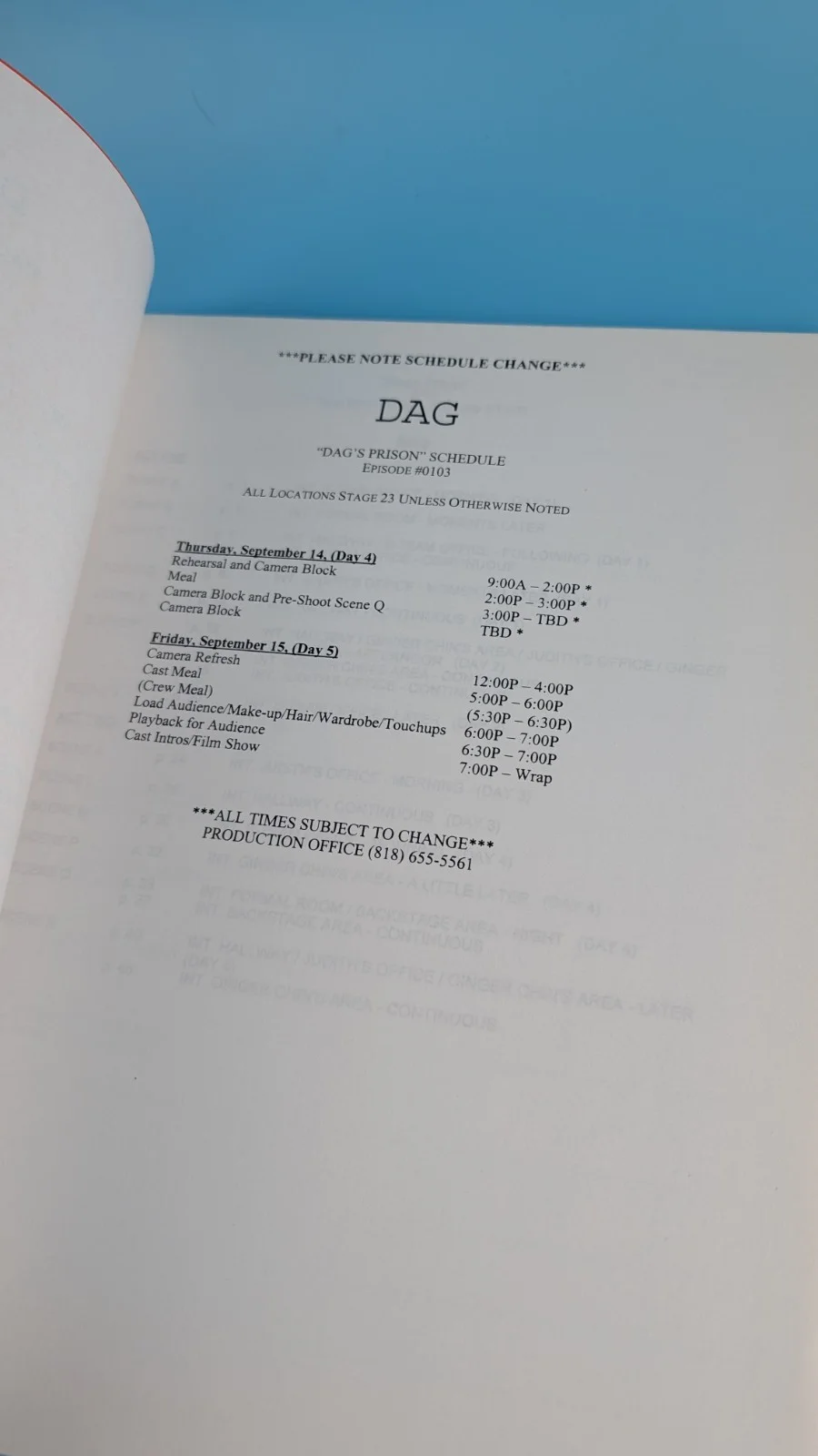 9 Cast Members — DAG Episode "Dags Prison" 2000 Final Draft Script w/ 9 Cast Actor Signatures, image 3