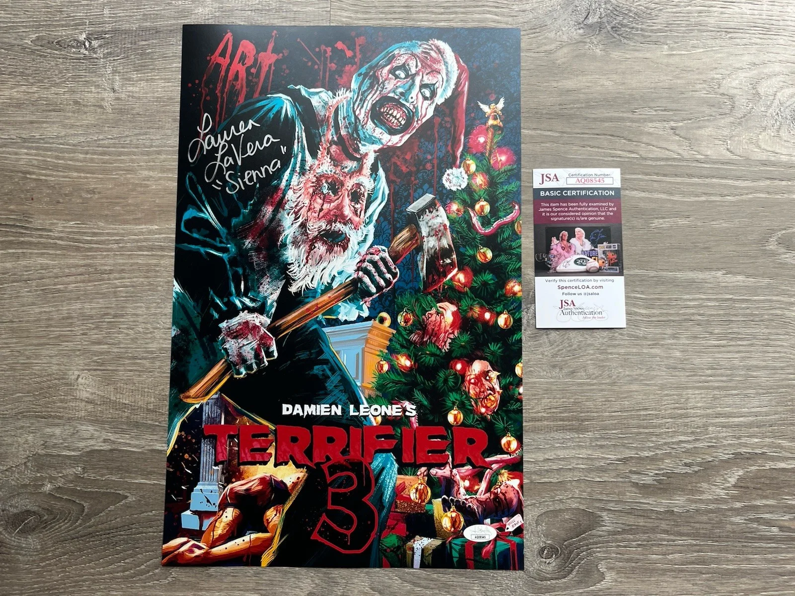Lauren LaVera — Lauren LaVera Signed Terrifier 3 11x17 Photo JSA COA Sienna Art The Clown Horror
