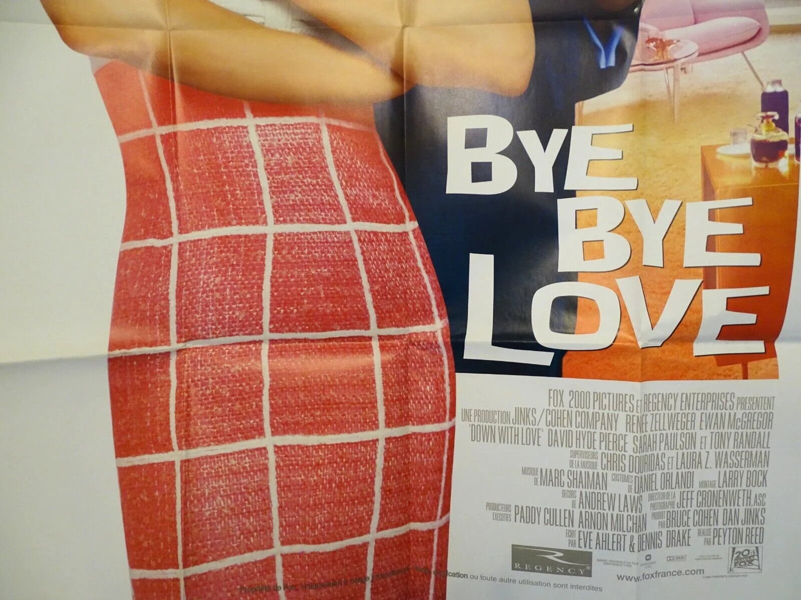 Original French film poster Bye Bye Love Ewan McGregor Renee Zellweger 2003 art, изображение 3