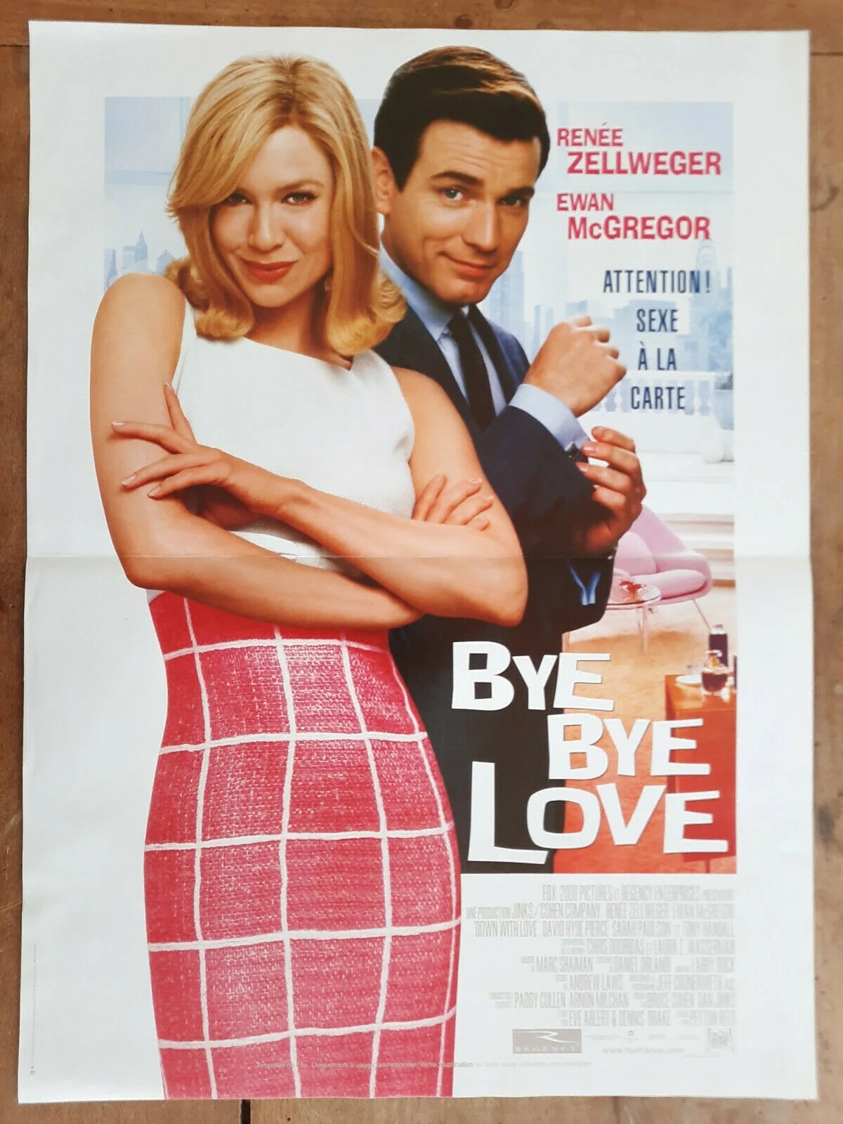 Original French film poster Bye Bye Love Ewan McGregor Renee Zellweger 2003 art, изображение 4