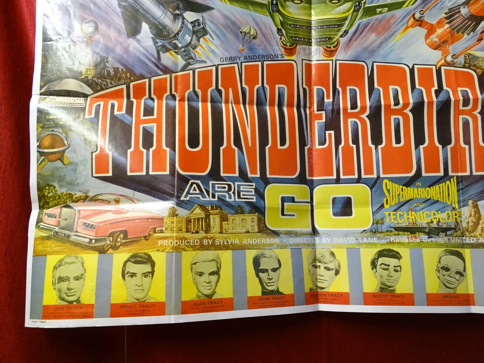 Thunderbirds Are Go 1966 British Quad vintage litho print 2nd run film poster TV, изображение 4