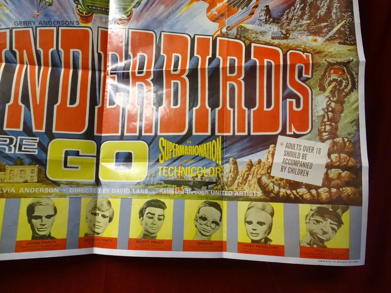 Thunderbirds Are Go 1966 British Quad vintage litho print 2nd run film poster TV, изображение 5