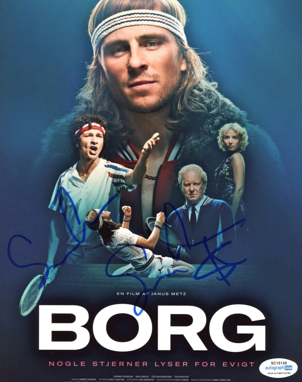 SHIA LaBEOUF, SVERRIR GUDNASON — Shia LaBeouf & Sverrir Gudnason signed "BORG VS McENROE" 8x10 Photo ACOA COA, image 3