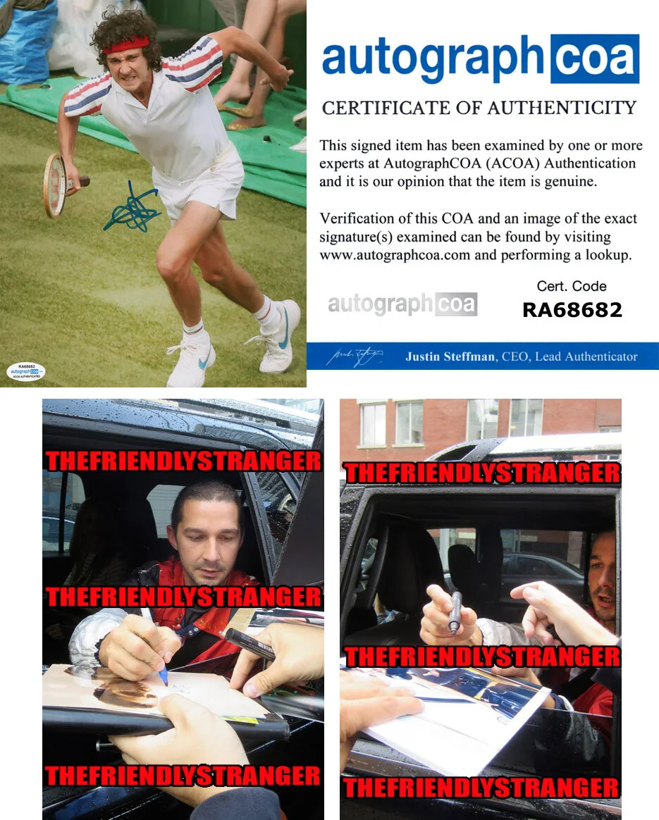 SHIA LaBEOUF — Shia LaBeouf signed "BORG VS McENROE" 8x10 Photo b TRANSFORMERS Disturbia ACOA
