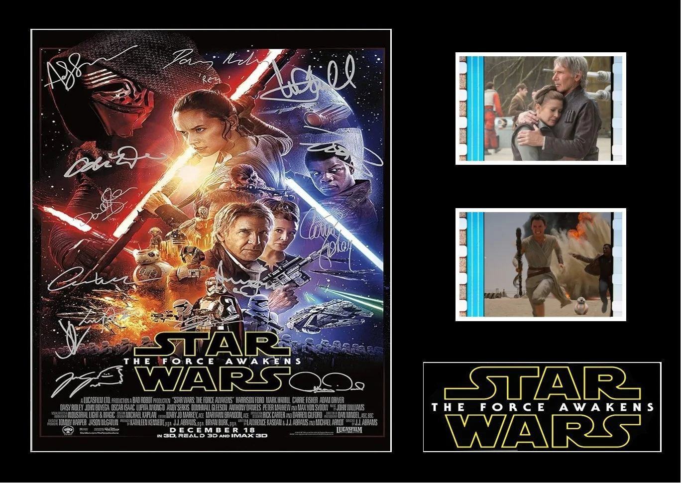 Star Wars The Force Awakens Film Cell Signed Stunning Display With COA, image 3