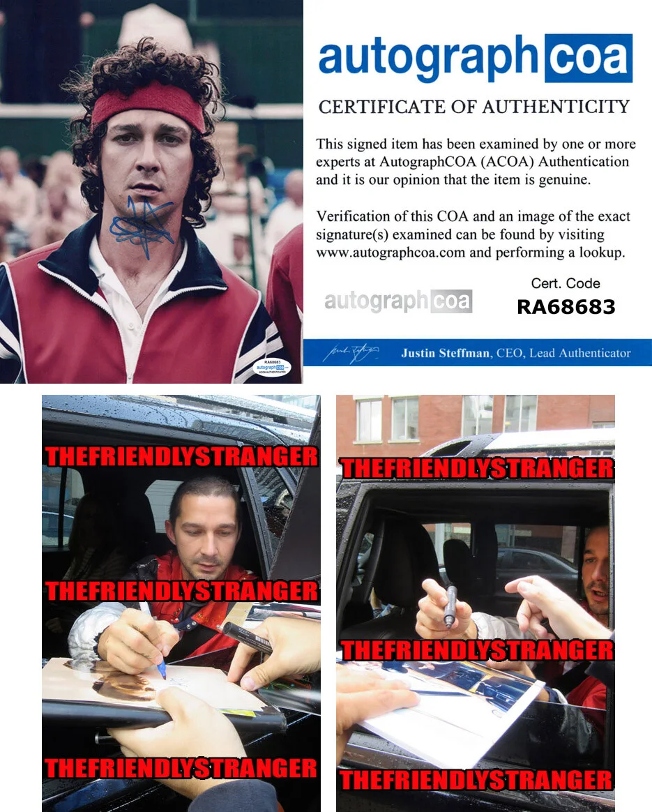 SHIA LaBEOUF — Shia LaBeouf signed "BORG VS McENROE" 8x10 Photo a TRANSFORMERS Disturbia ACOA