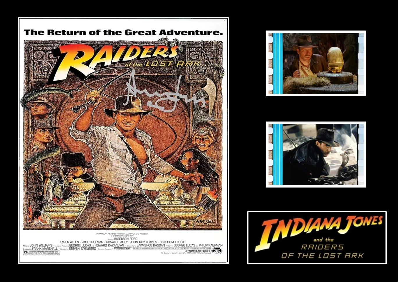 Raiders of the Lost Ark Film Cell Signed Stunning Display With COA, image 3