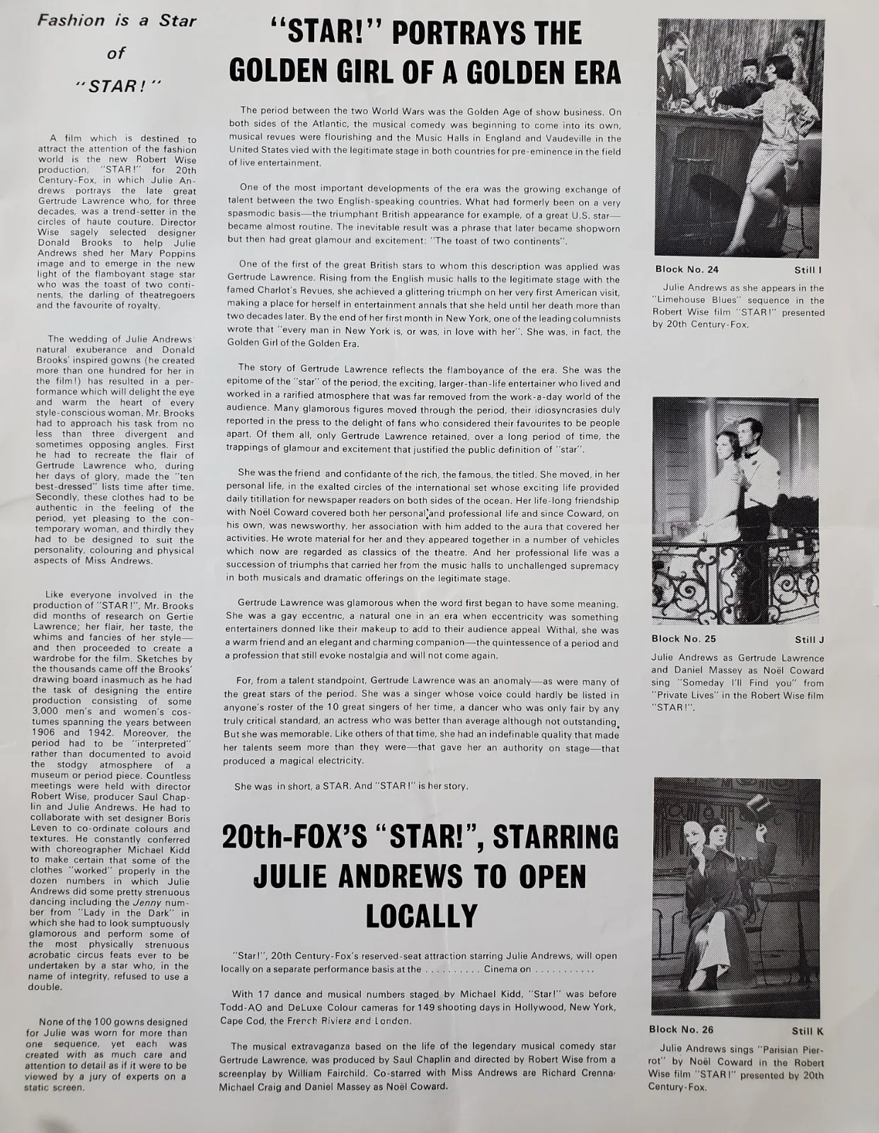 STAR! - VINTAGE ORIGINAL 1968 UK PRESSBOOK - JULIE ANDREWS - ONE SMALL CUTOUT, изображение 5