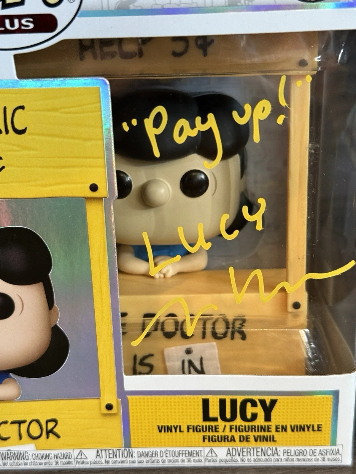 Melanie Kohn Autographed Lucy Peanuts Funko Pop Plus #2095 OCCM “Pay Up” Quote, изображение 4