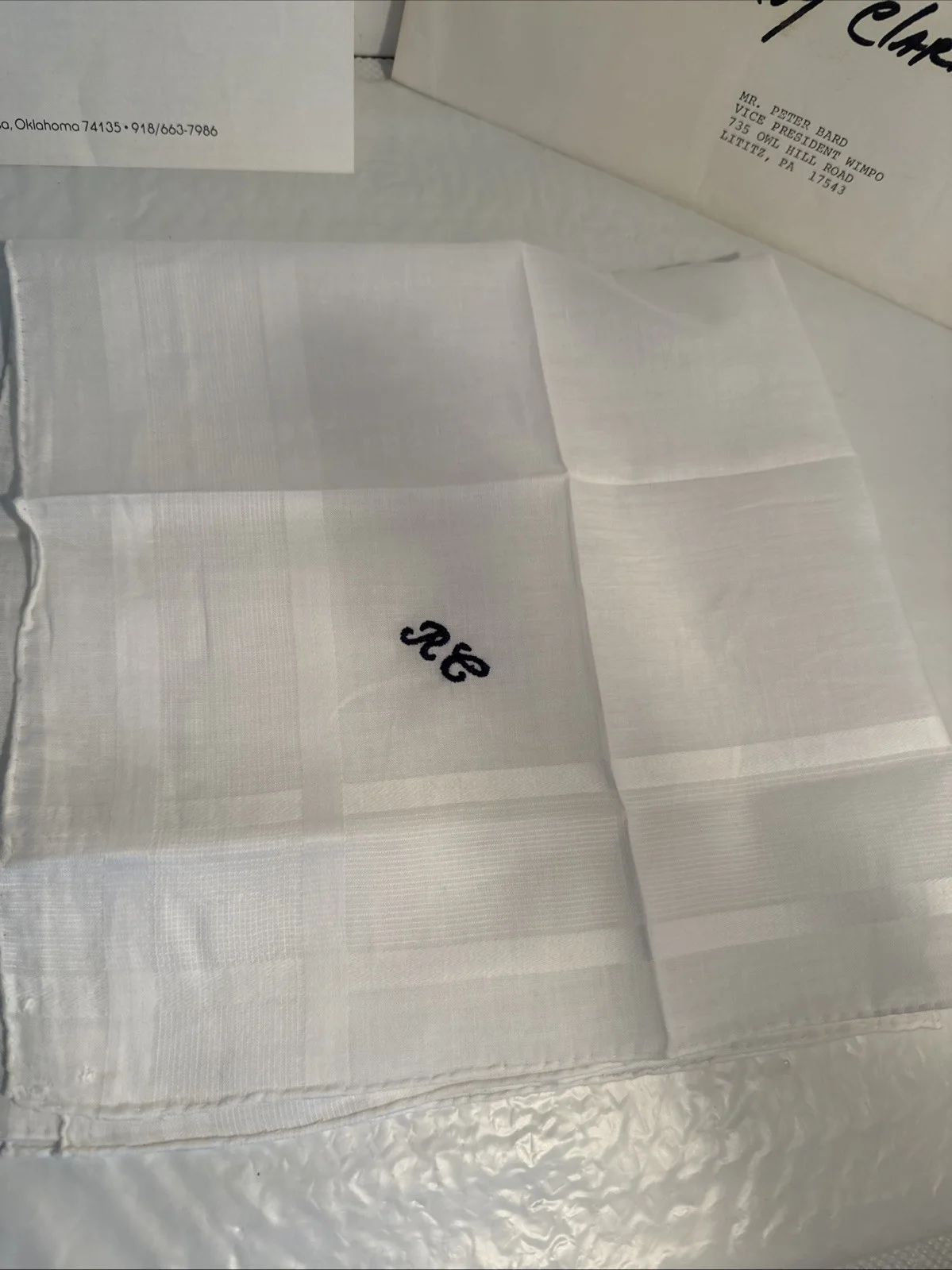 Roy Clark — Roy Clark Monogrammed Handkerchief with letter of authenticity, image 3