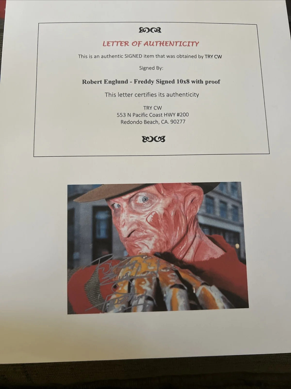 Robert Englund Signed Freddy Kruger 8x10 Photo Nightmare On Elm St COA, image 5