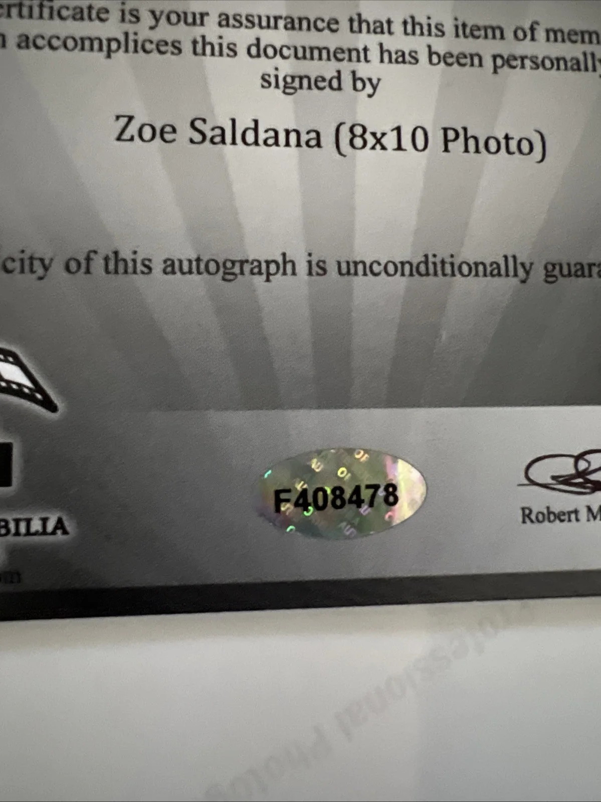 ZOE SALDANǍ — Zoe Saldana Signed 8x10 Photo as Gamora Guardians of Galaxy. C O A, изображение 5