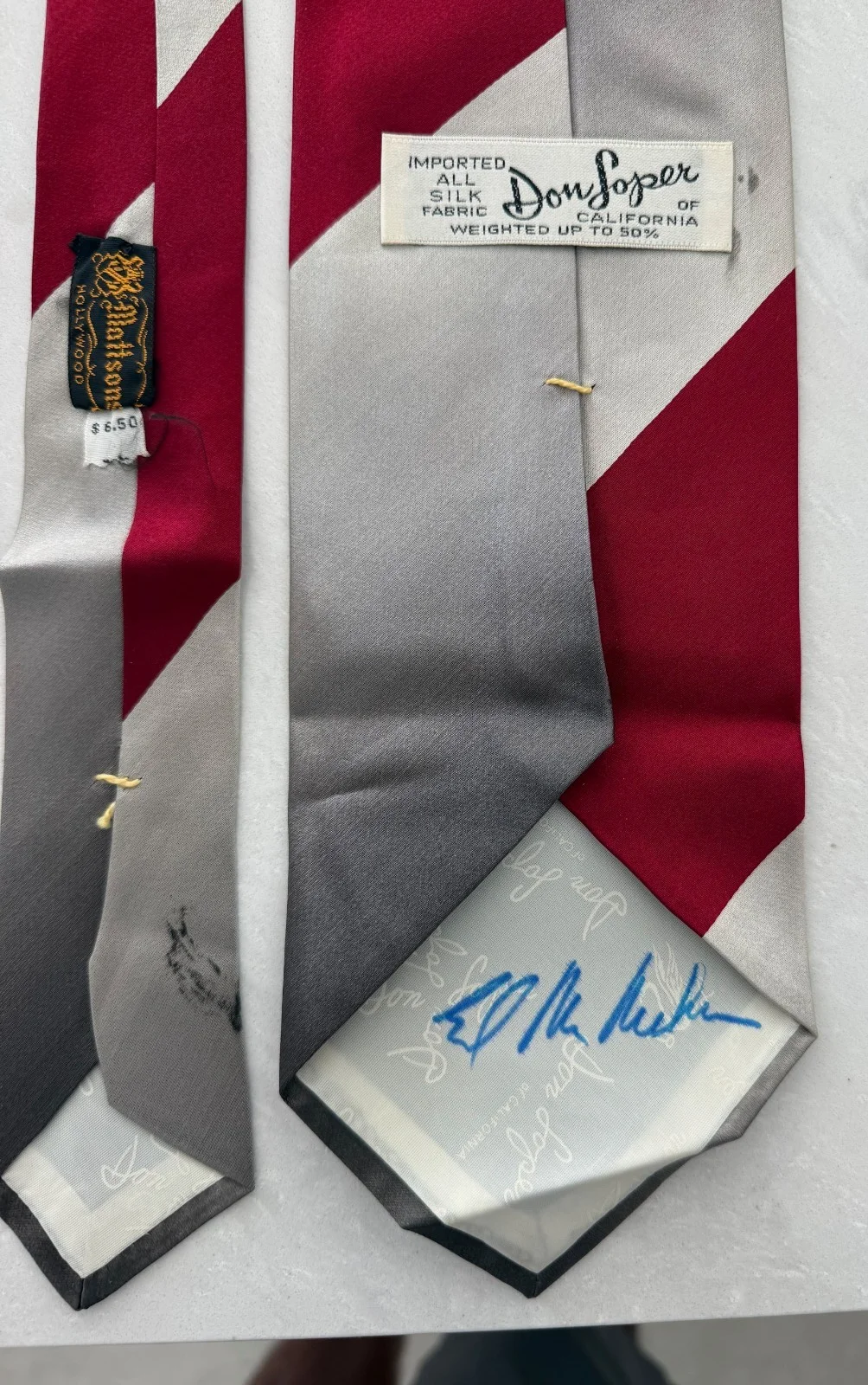 Ed McMahon — ED McMAHON 1980 ACTOR SIGNED AUTOGRAPHED & Worn Tie!!!, image 3