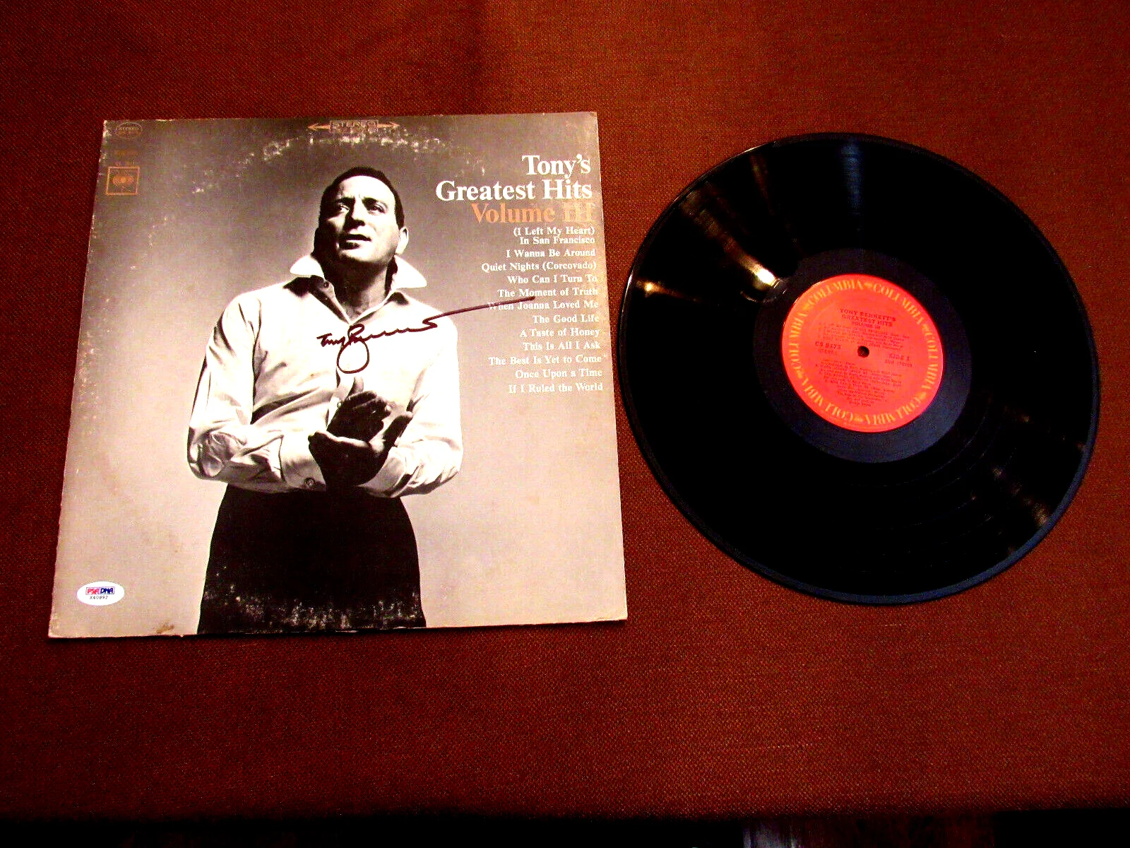 TONY BENNETT SINGER ENTERTAINER SIGNED AUTO VINTAGE GREATEST HITS III ALBUM PSA, image 2