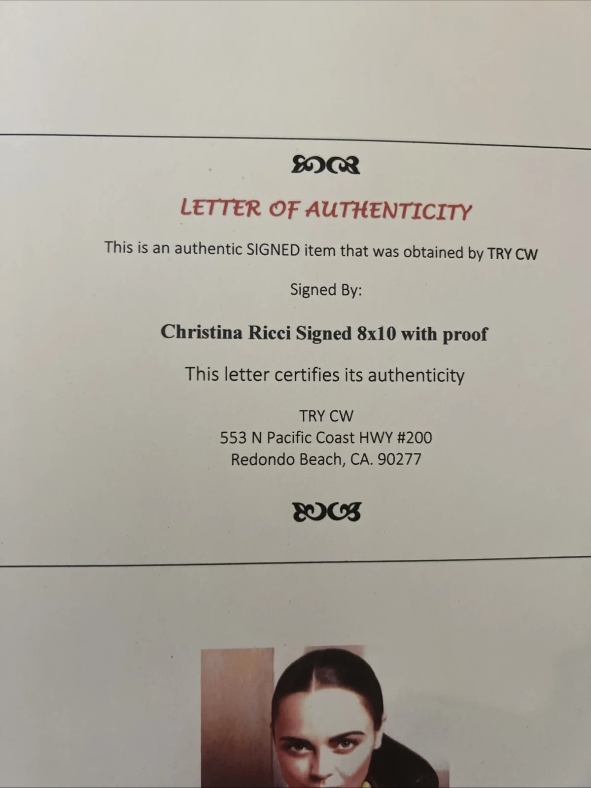Christina Ricci Signed 8x10 Photo Original COA And Photo Signed Verification, image 5