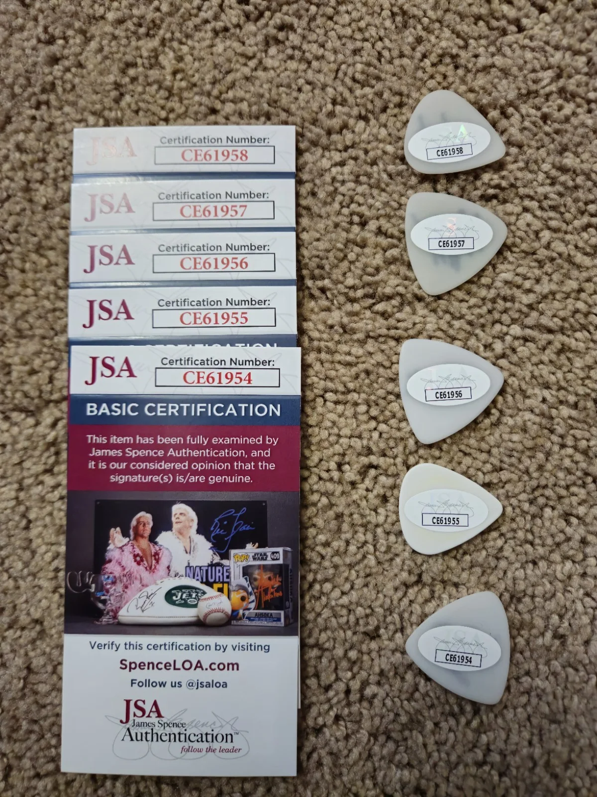 My Chemical Romance JSA COA Signed Black Parade Era Full Band All 5 Guitar Picks, image 2