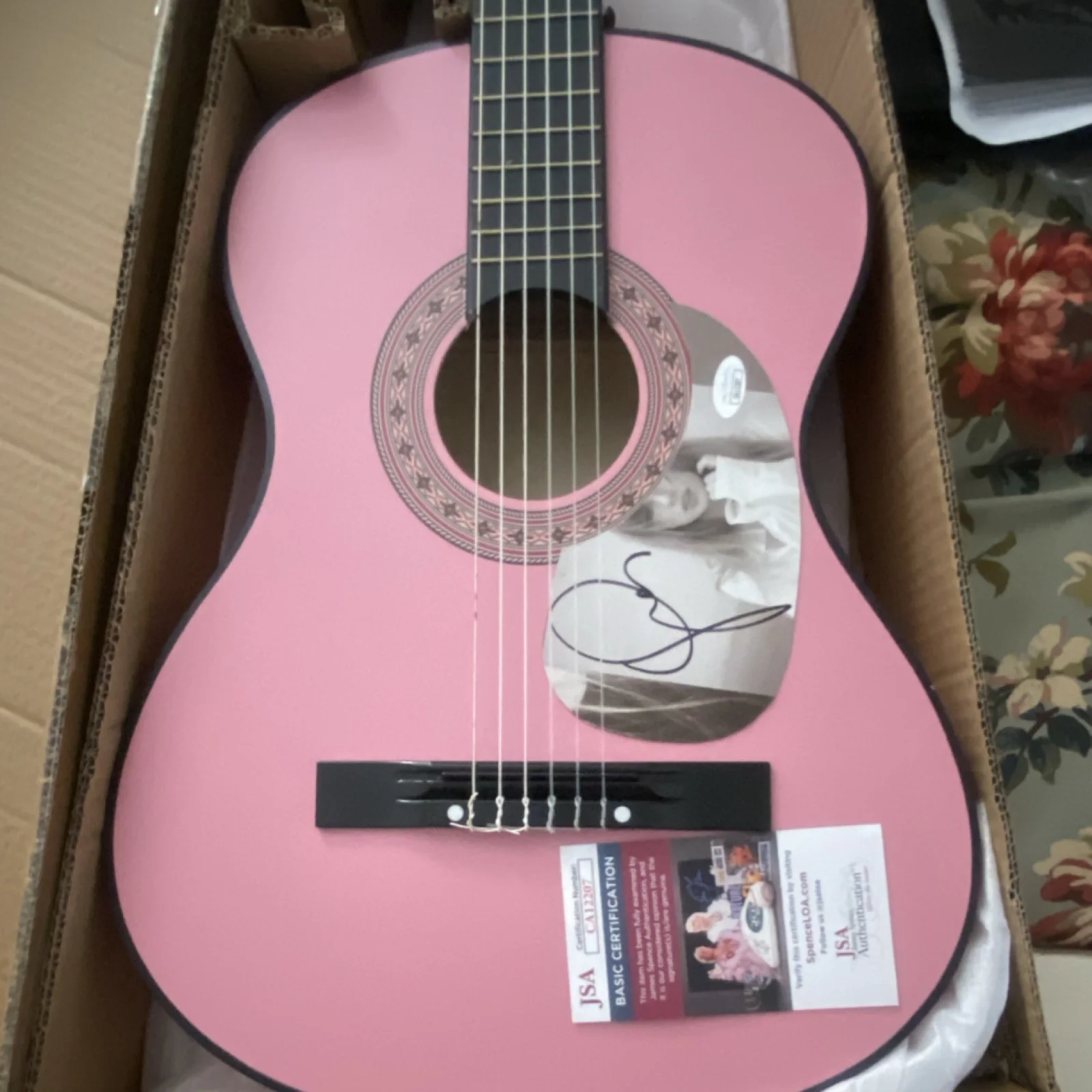 Pink Taylor Swift Acoustic Guitar Signed with JSA Authentication, image 2