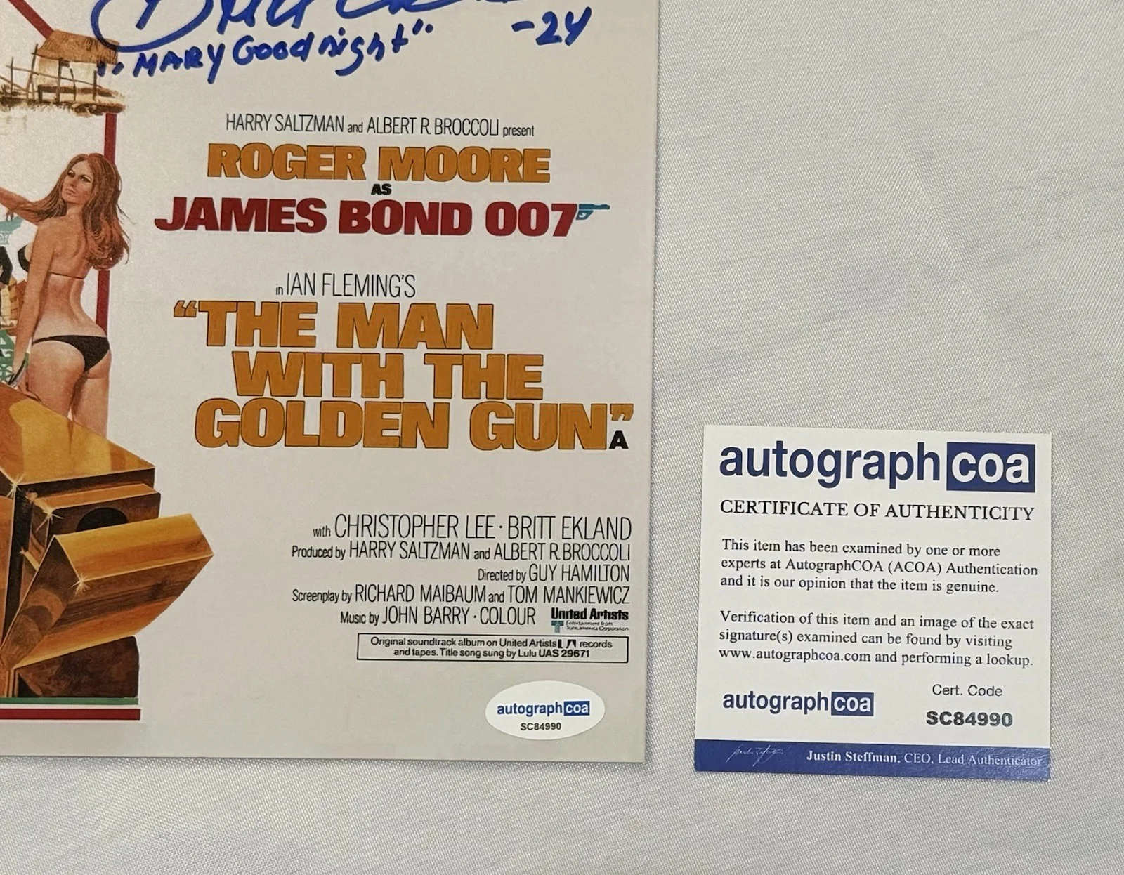 Britt Ekland — Britt Ekland Signed Inscribed Man with the Golden Gun 8x10 Poster Autograph COA, изображение 3