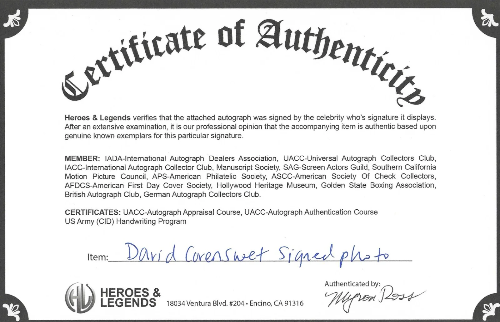 DAVID CORENSWET — DAVID CORENSWET - Superman (2025) with COA .... 8x10, image 3